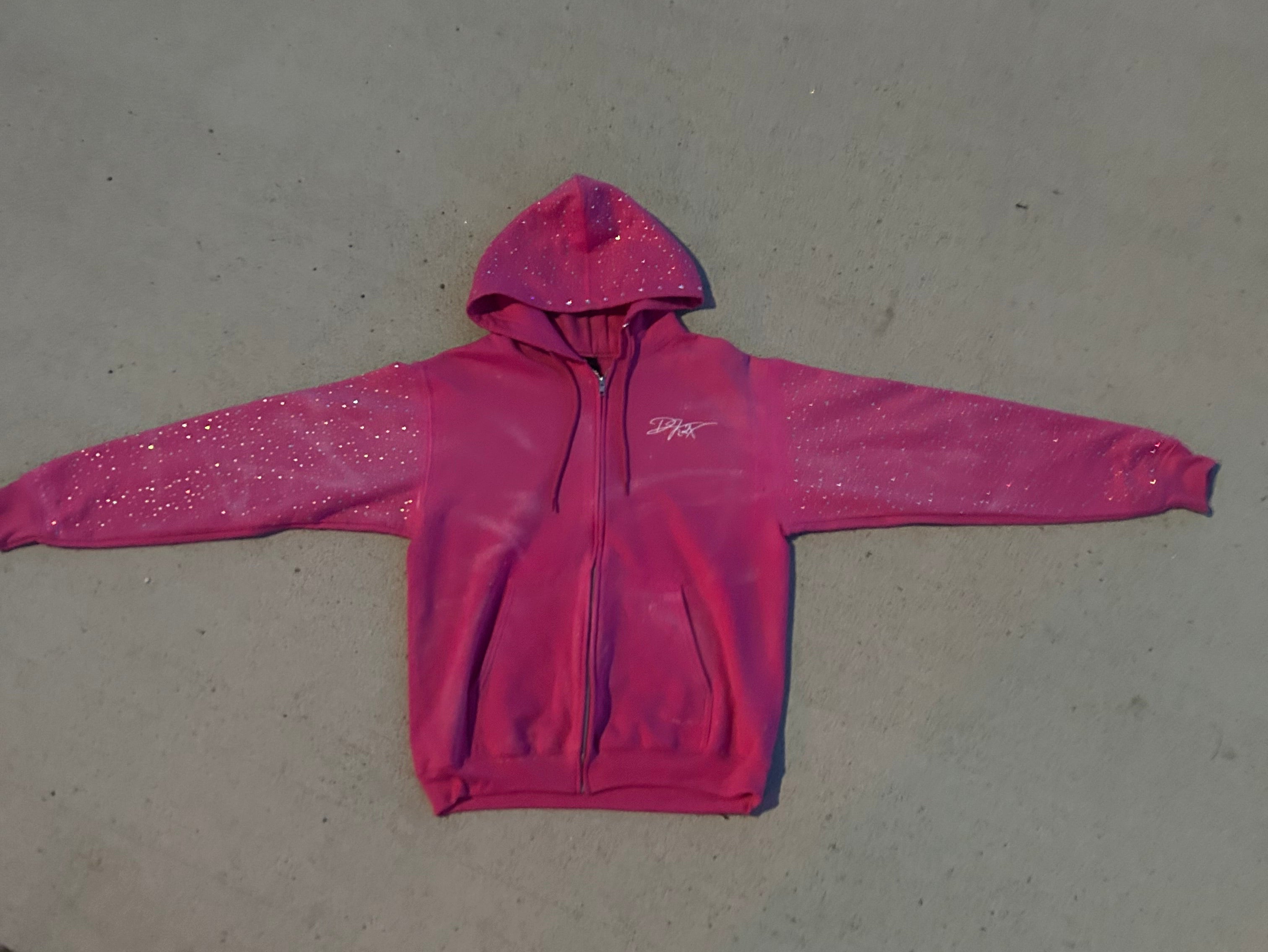 Pink Rhinestone Zip Up