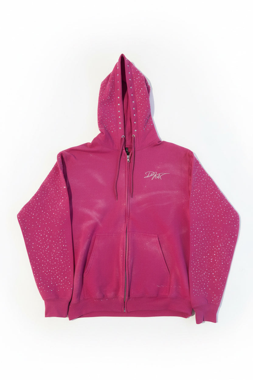 Pink Rhinestone Zip Up