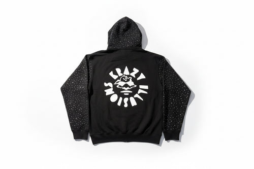 Black Rhinestone Zip Up